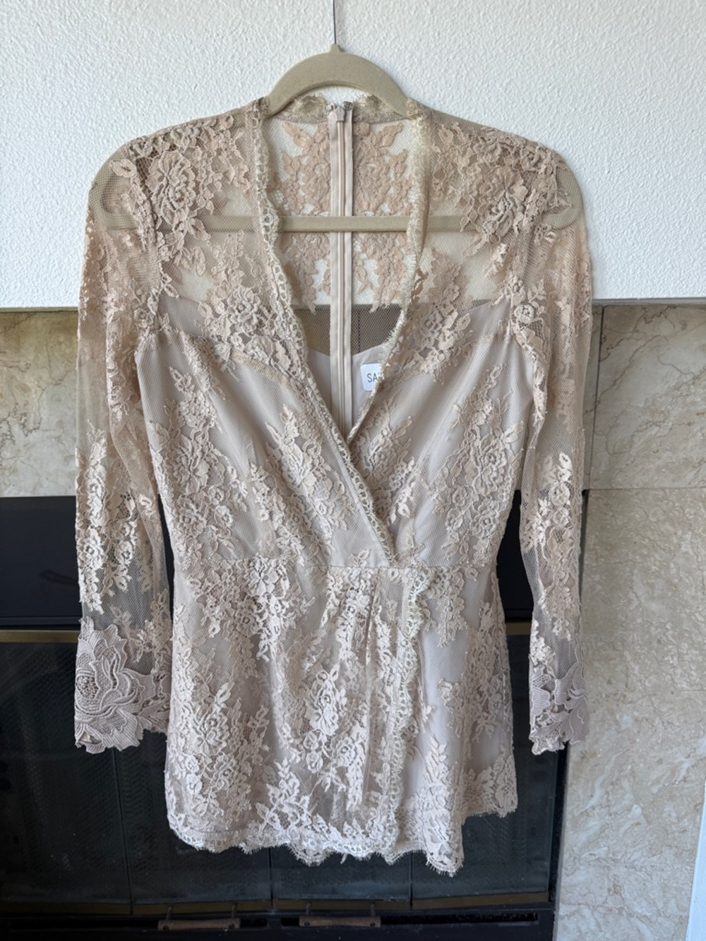 SAYLOR Beige Lace Detail Romper
